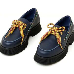 Charlotte Stone “Cybil” Platform Lug Sole Boat Shoe – Navy